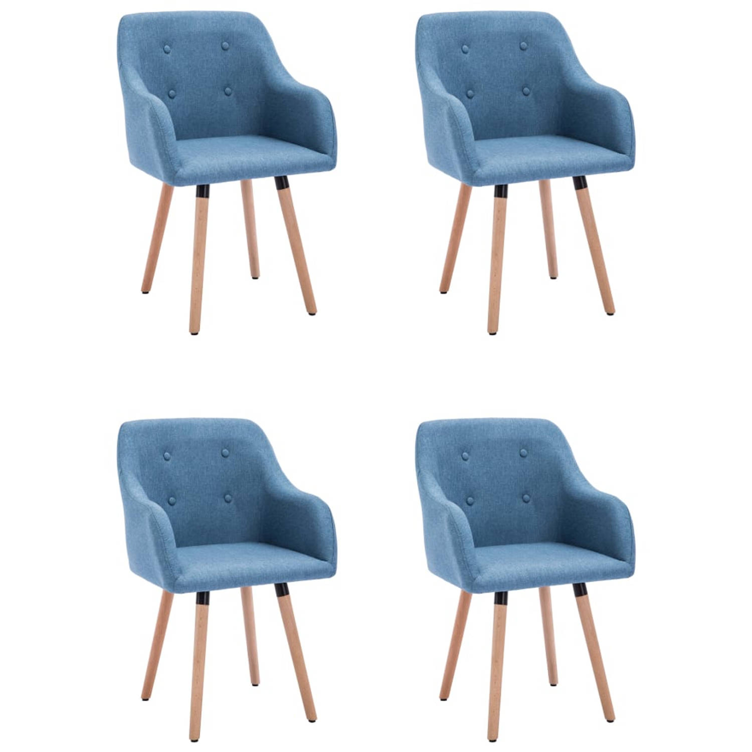 Vidaxl Eetkamerstoelen 4 St Stof - Blauw