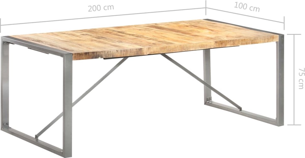 Vidaxl Eettafel 200x100x75 Cm Massief Ruw Mangohout - Bruin