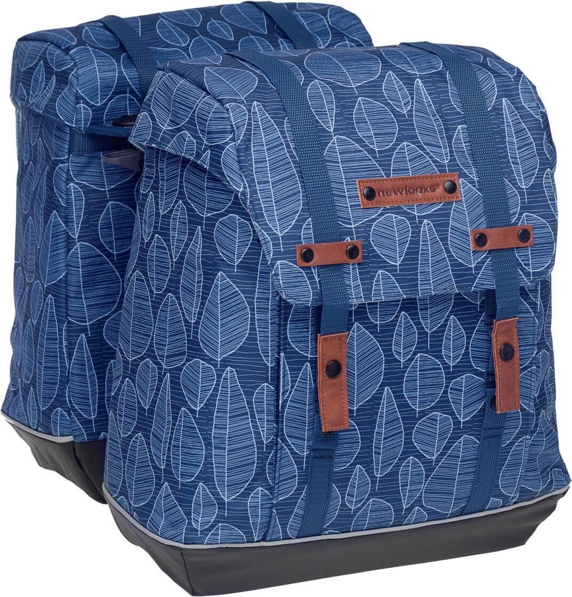 New Looxs Fietstas Dubbel Folla 34 Liter Polyester Donkerblauw - Bruin