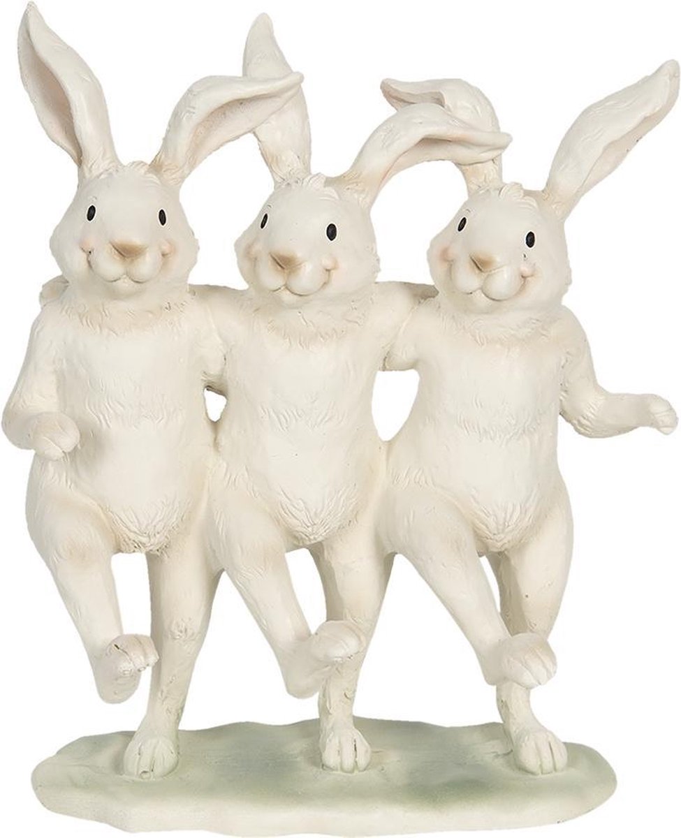 Clayre & Eef Decoratie Beeld Konijnen 6pr3189 16*9*19 Cm - Meerkleurig