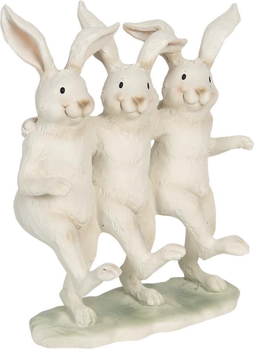 Clayre & Eef Decoratie Beeld Konijnen 6pr3189 16*9*19 Cm - Meerkleurig
