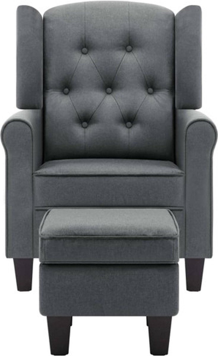 Vidaxl Fauteuil Met Voetenbankje Stof Licht - Grijs