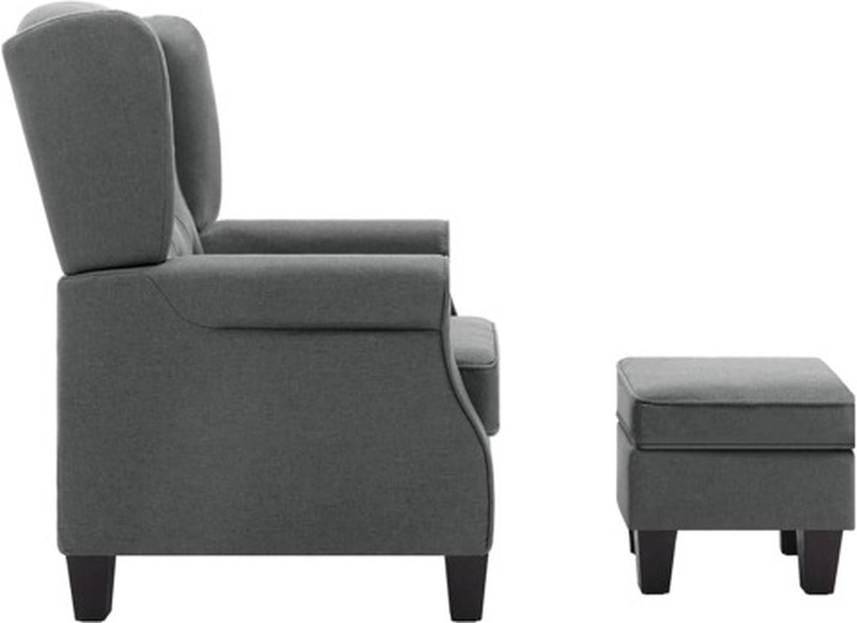 Vidaxl Fauteuil Met Voetenbankje Stof Licht - Grijs