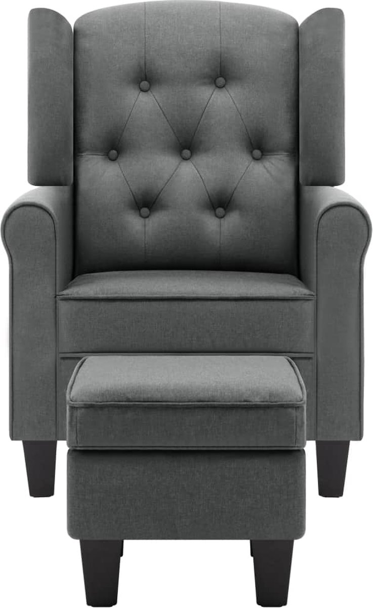 Vidaxl Fauteuil Met Voetenbankje Stof Licht - Grijs