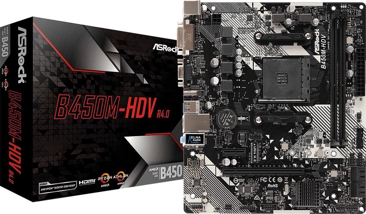 ASRock B450M-HDV R4.0 Socket AM4 micro ATX AMD B450