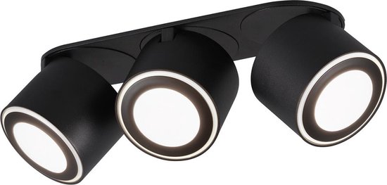 BES LED Led Plafondspot - Trion Tarus - 12w - Warm Wit 3000k - 3-lichts - Rond - Mat - Aluminium - Zwart