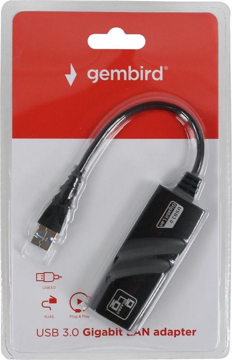 Gembird Adapterkabel Usb 3.0(m)-utp(f) Rj-45 - Zwart