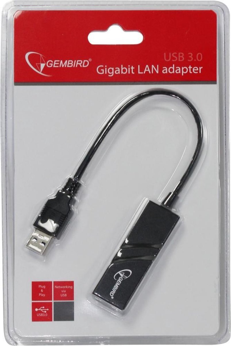 Gembird Adapterkabel Usb 3.0(m)-utp(f) Rj-45 - Zwart