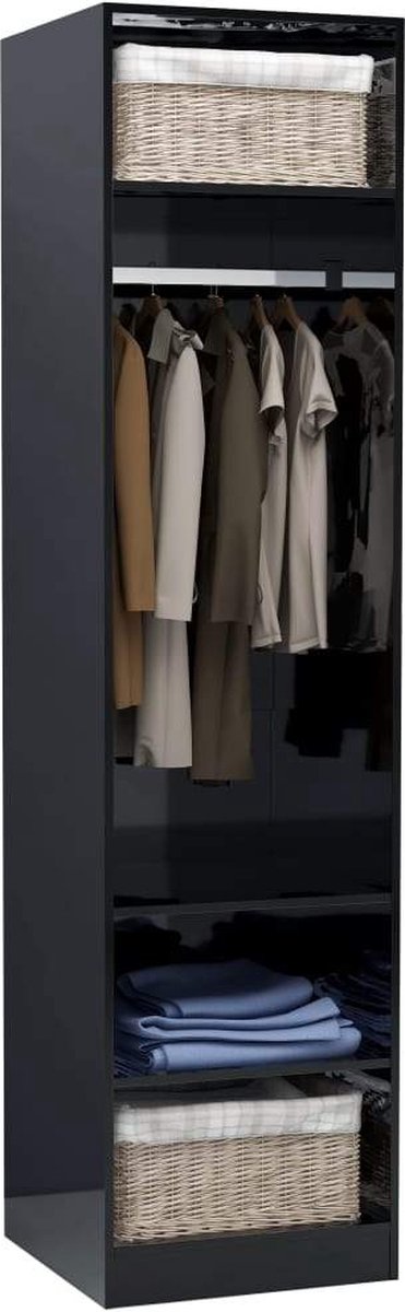 Vidaxl Kledingkast 50x50x200 Cm Spaanplaat Hoogglans - Zwart