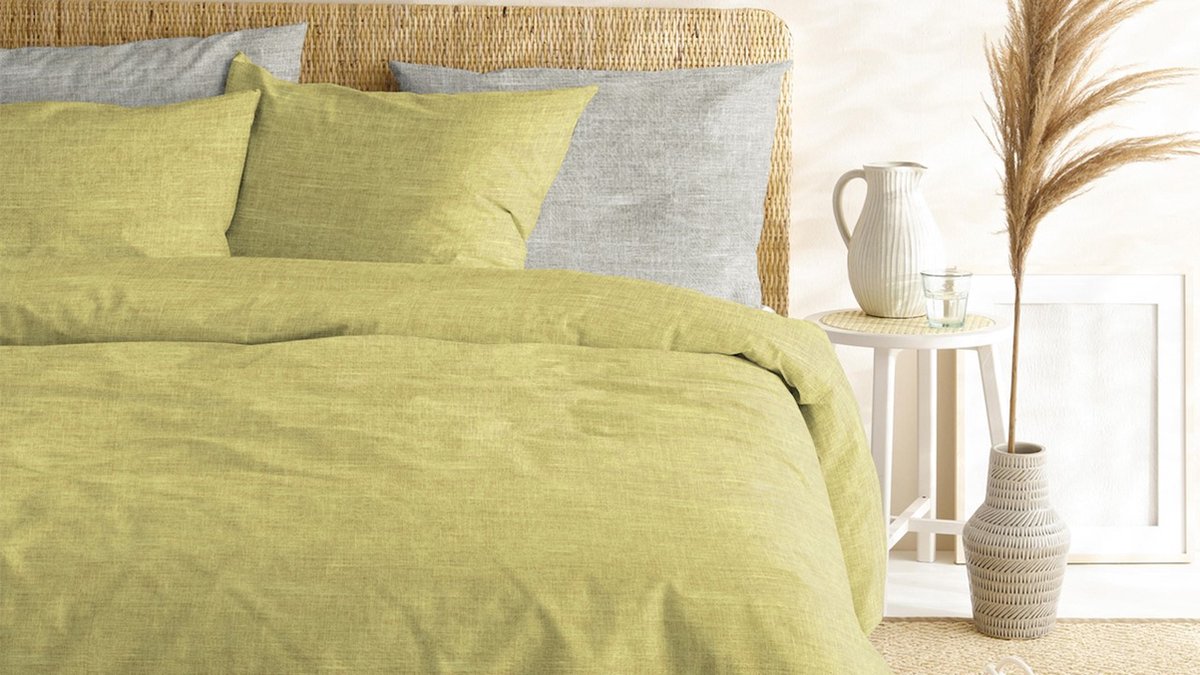 Cinderella Lyn Dekbedovertrek - 2-persoons (200x200/220 Cm + 2 Slopen) - Katoen - Mustard - Geel