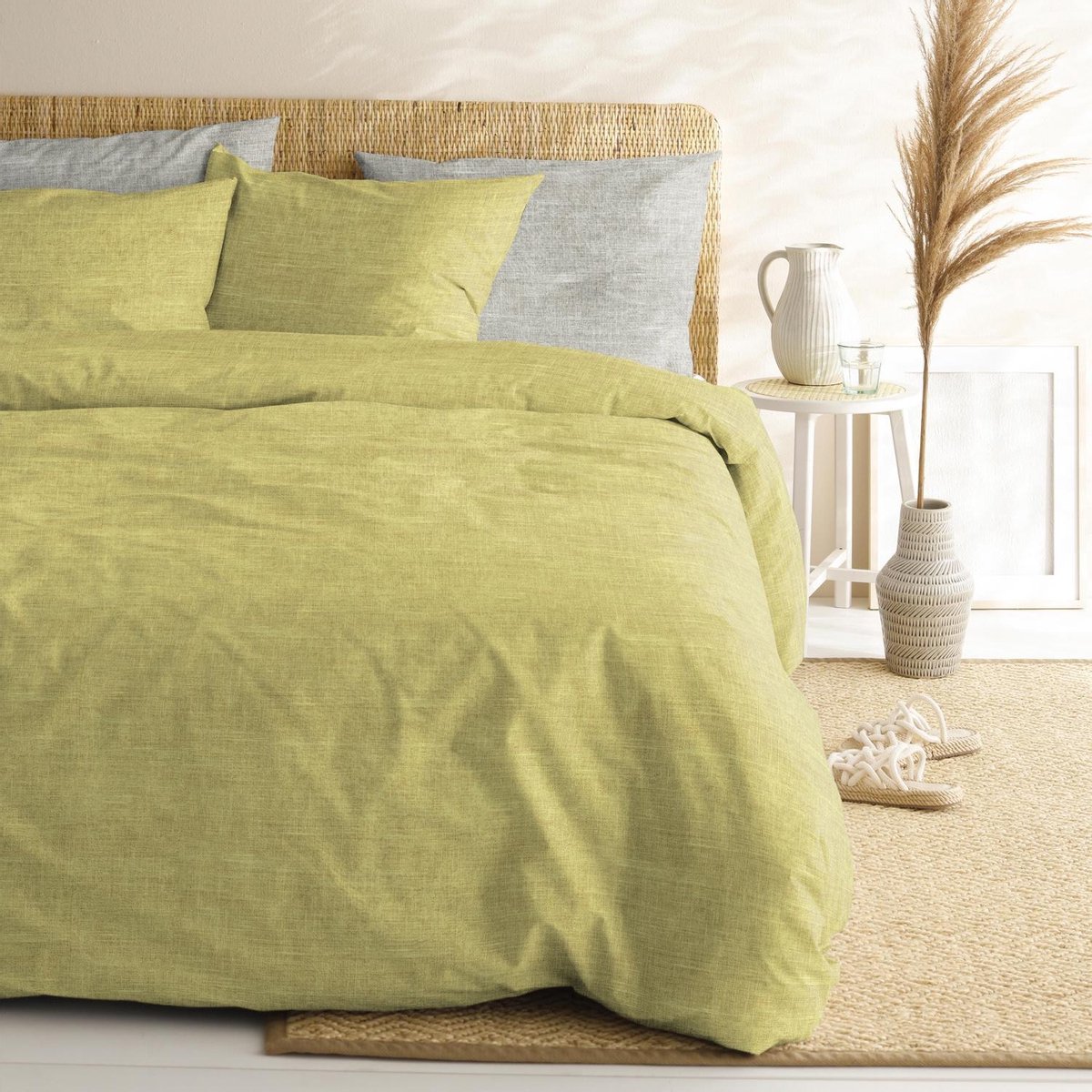 Cinderella Lyn Dekbedovertrek - 2-persoons (200x200/220 Cm + 2 Slopen) - Katoen - Mustard - Geel