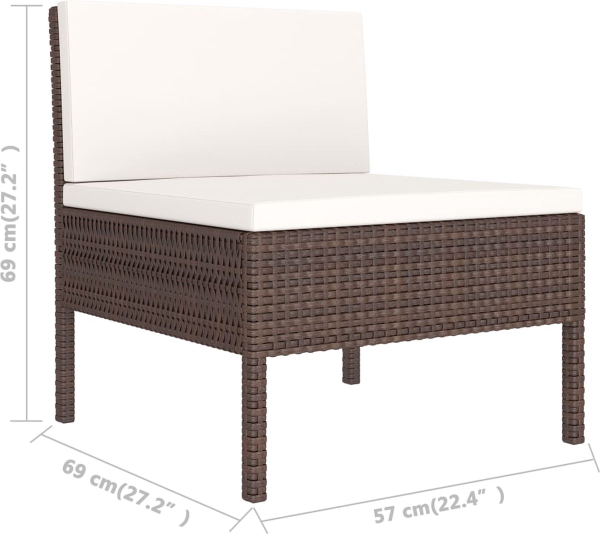 Vidaxl 9-delige Loungeset Met Kussens Poly Rattan - Bruin