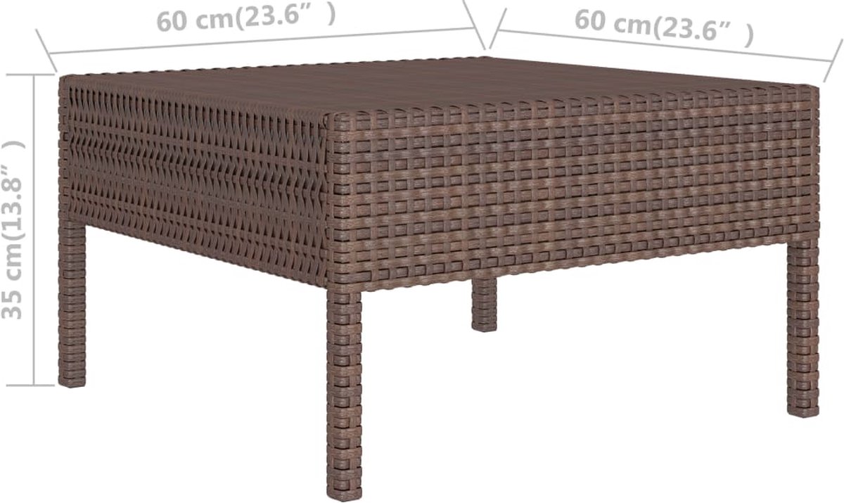 Vidaxl 9-delige Loungeset Met Kussens Poly Rattan - Bruin