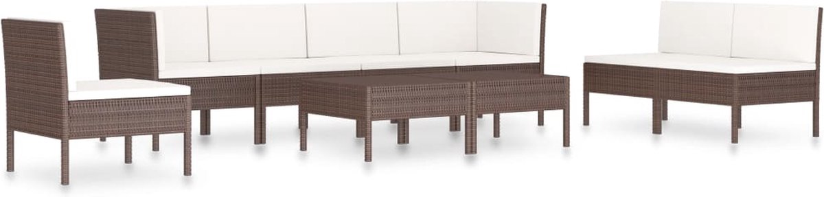 Vidaxl 9-delige Loungeset Met Kussens Poly Rattan - Bruin