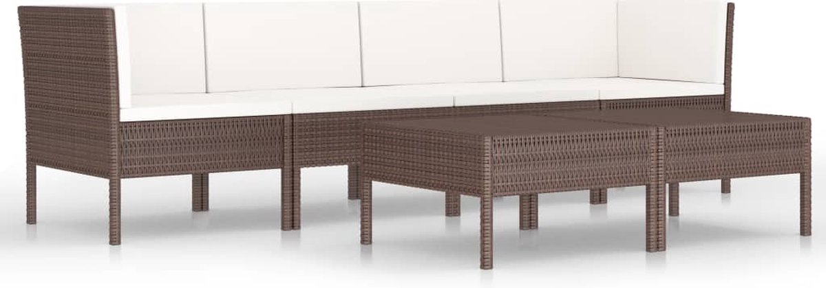 Vidaxl 6-delige Loungeset Met Kussens Poly Rattan - Bruin