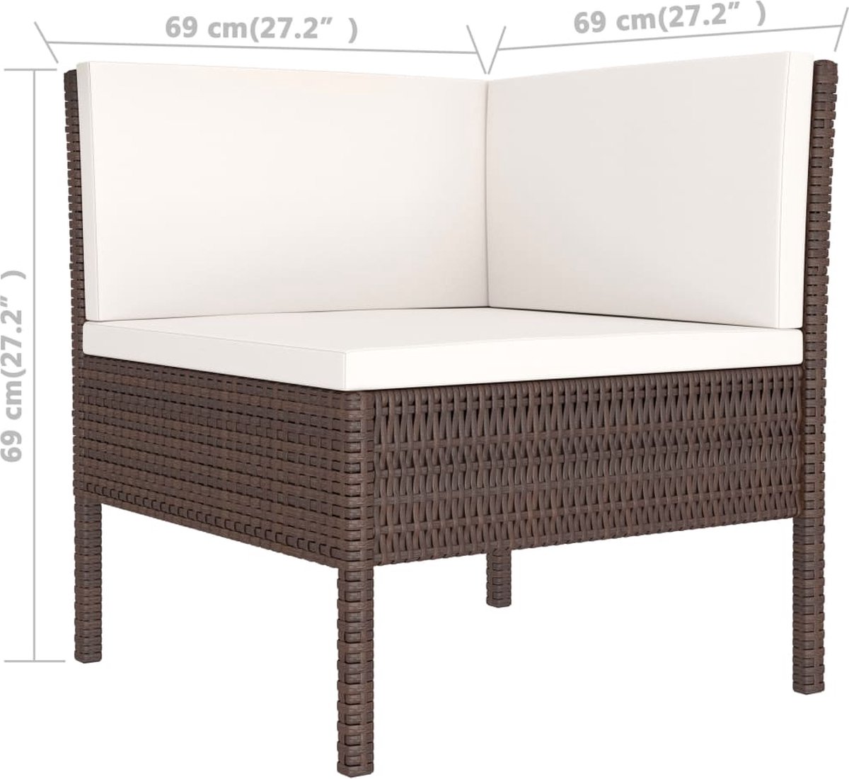 Vidaxl 6-delige Loungeset Met Kussens Poly Rattan - Bruin