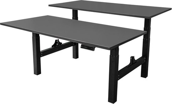 IVOL Elektrisch Verstelbaar Duo Bureau - 140x80 Cm - Two Dual Motor - / Antraciet - Zwart