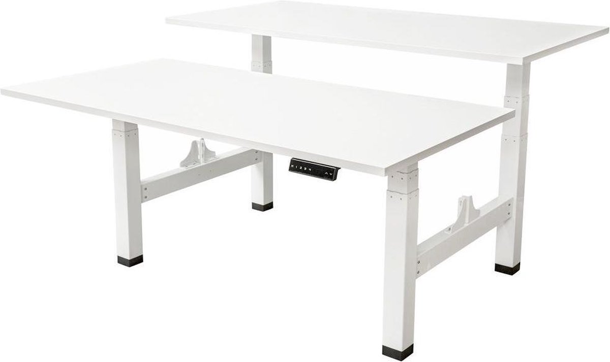 IVOL Elektrisch Verstelbaar Duo Bureau - 180x80 Cm - Two Dual Motor - - Wit