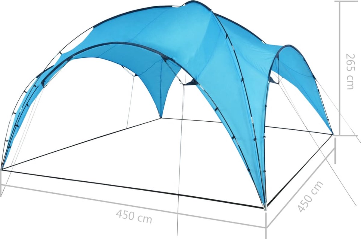 Vidaxl Partytent Boog 450x450x265 Cm Licht - Blauw