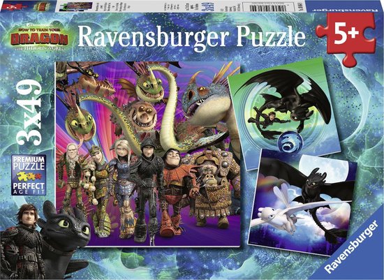 Ravensburger Puzzel Dragons 3 3x49 Pieces