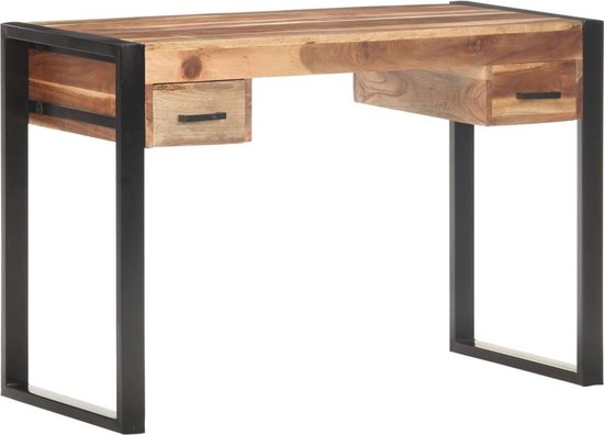 Vidaxl Bureau 110x50x76 Cm Massief Hout Met Sheesham Afwerking - Marrón