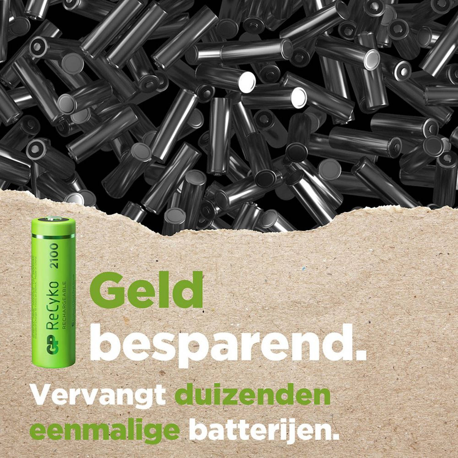 GP Recyko Aa 2100mah 4 Stuks Oplaadbare Nimh Batterij - Groen