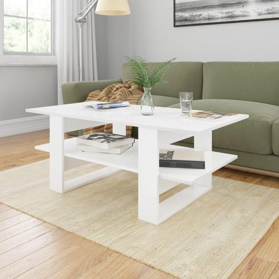 Vidaxl Salontafel 110x55x42 Cm Spaanplaat Hoogglans - Blanco