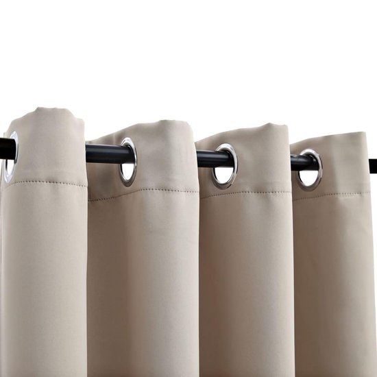 Vidaxl Gordijn Verduisterend Met Metalen Ringen 2 St 140x245 Cm - Beige