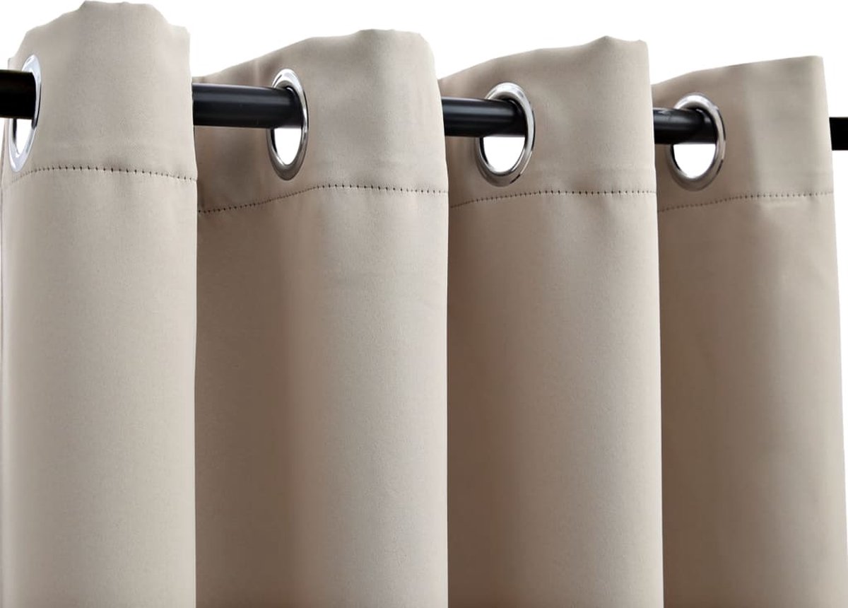 Vidaxl Gordijn Verduisterend Met Metalen Ringen 2 St 140x245 Cm - Beige
