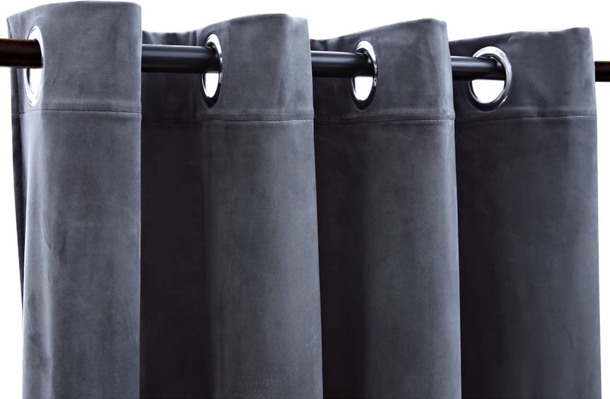 Vidaxl Gordijn Verduisterend Met Ringen 2 St 140x245 Cm Fluweel - Grijs