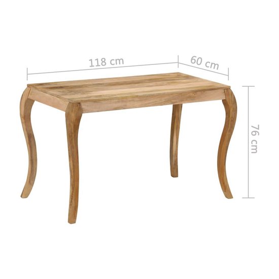 Vidaxl Eettafel 118x60x76 Cm Massief Mangohout - Bruin