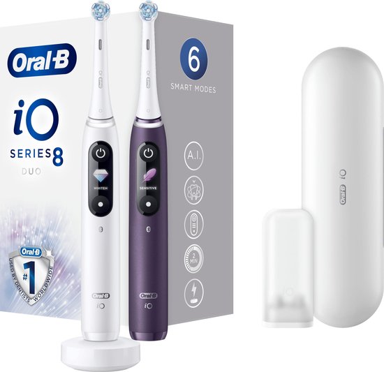 Oral B iO - 8n - Elektrische Tandenborstels En Paars, Duopack - Wit