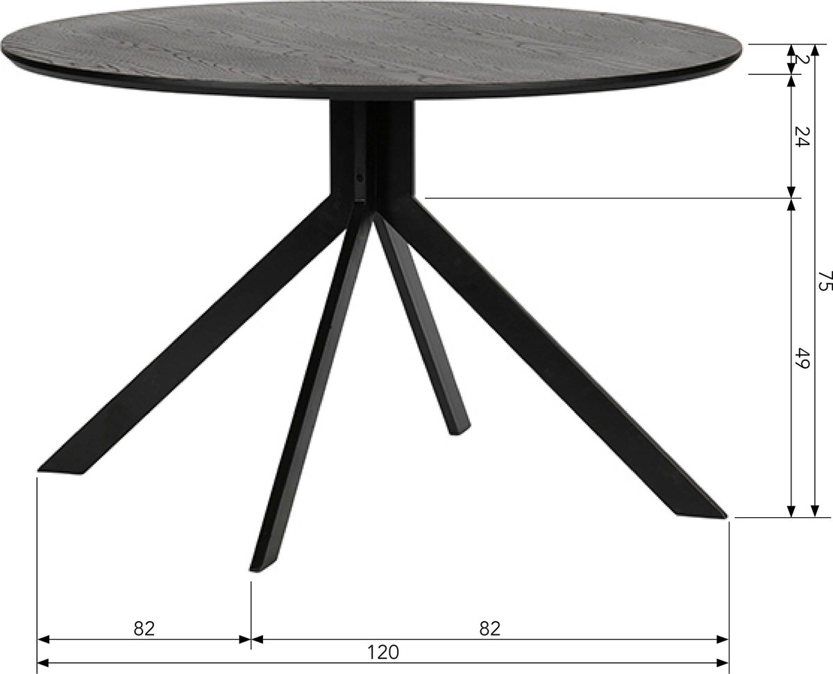 Woood Exclusive Bruno Eettafel Ø 120 cm - Zwart