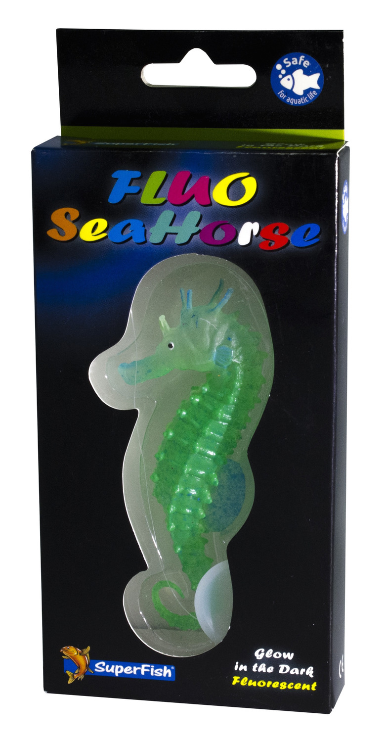 Superfish Fluo Seahorse 18x8x2.5 cm - Aquarium - Ornament - - Groen