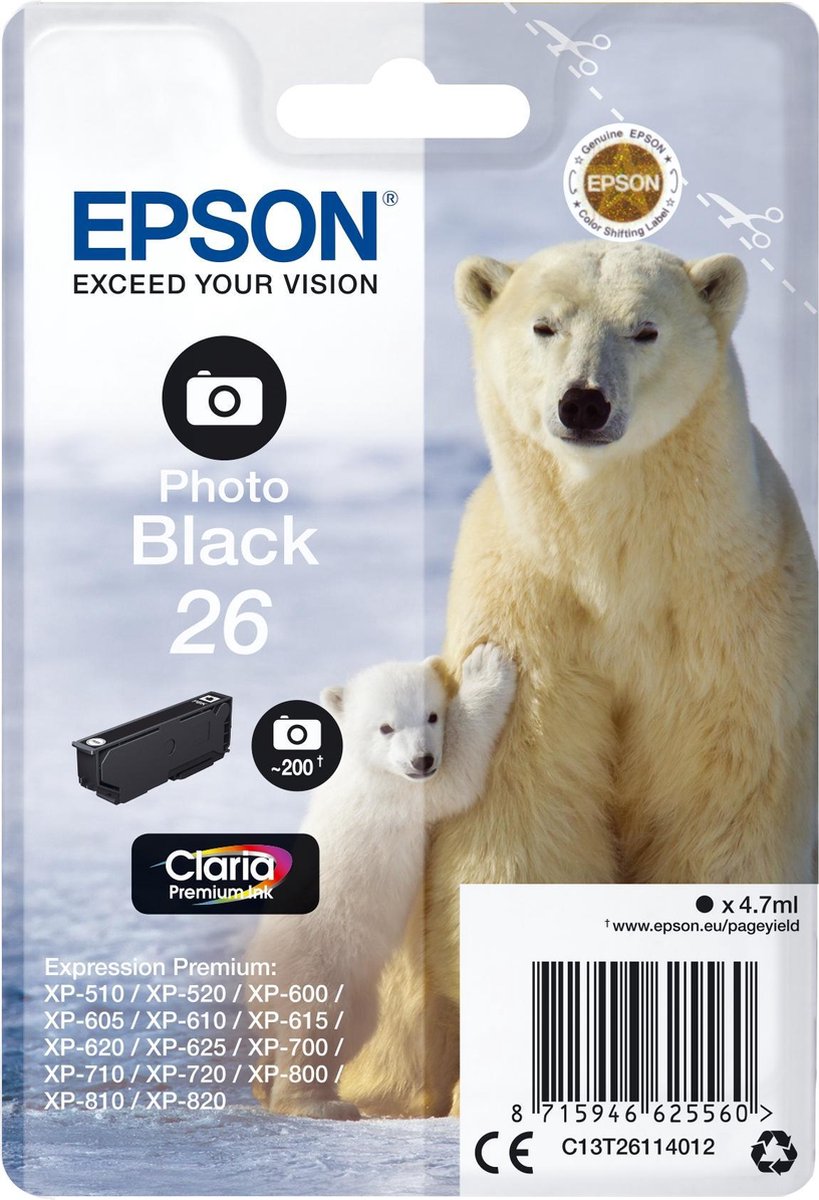 Epson 26 - Inktcartridge / Foto - Zwart