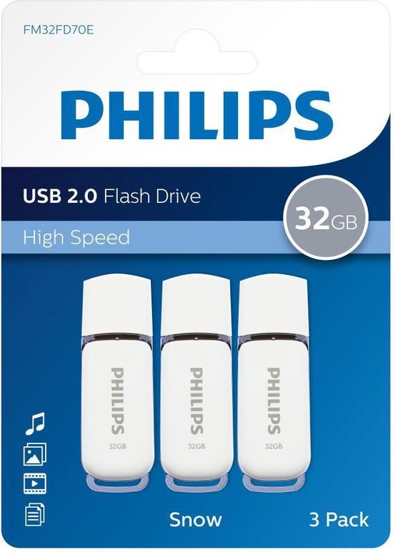 Philips FM32FD70E - USB 2.0 32GB - Snow 3 stuks - Grijs