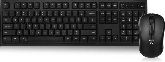 Ewent Draadloos toetsenbord en muis, USB,Qwerty, EW3193 - Zwart