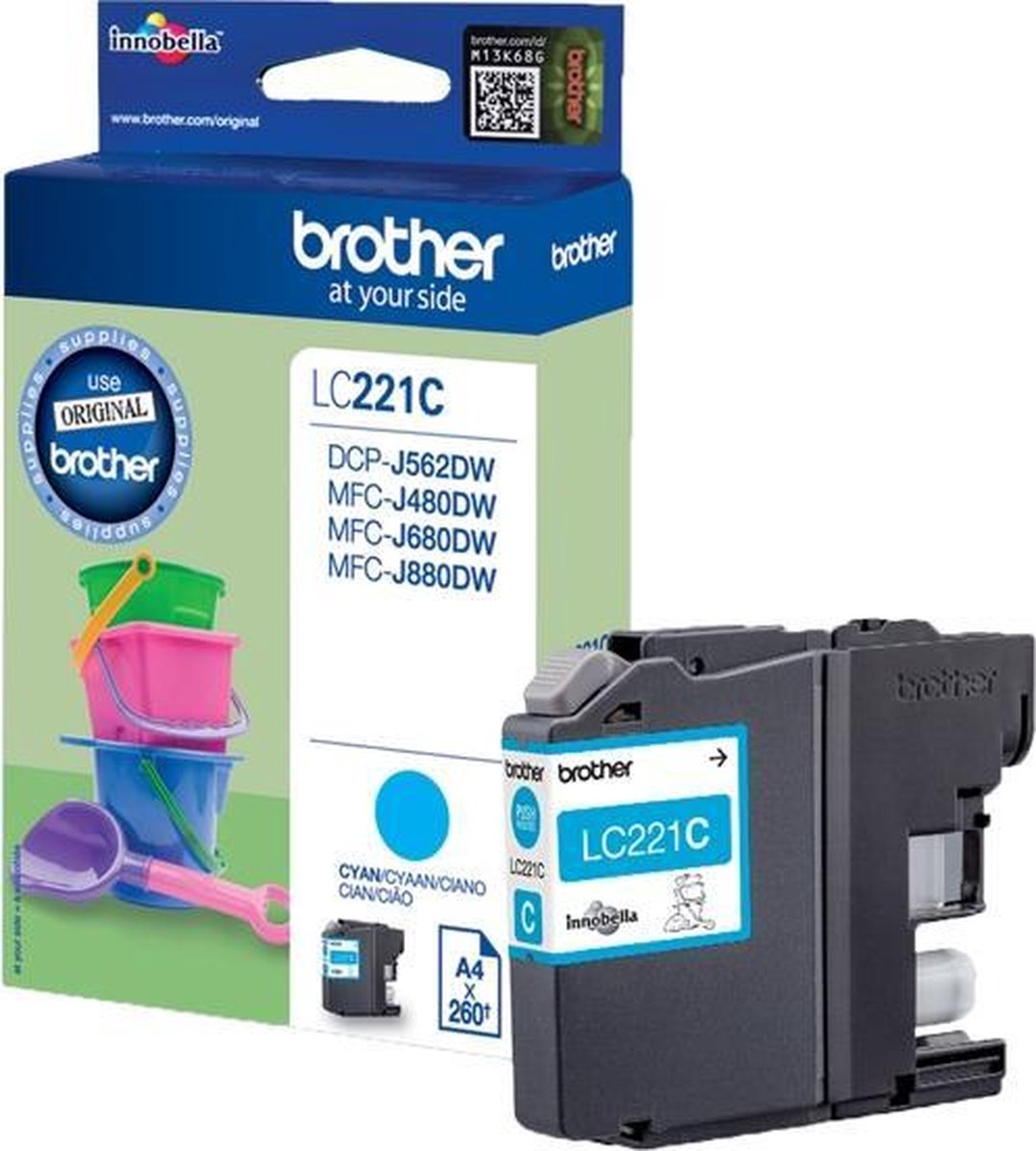 Brother LC221C - Inktcartridge / Cyaan - Blauw
