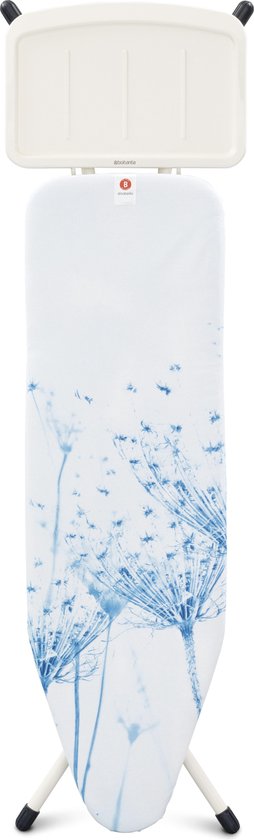 Brabantia Strijkplank B 124 x 38 cm Cotton Flower met solide stoomunithouder - Blauw