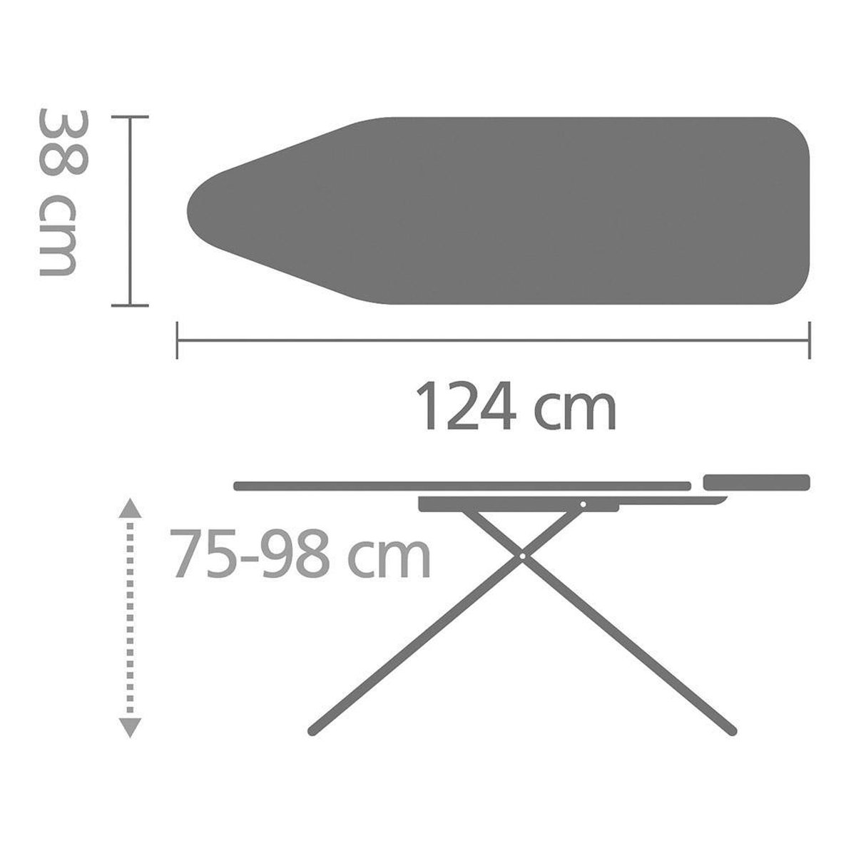 Brabantia Strijkplank B 124 x 38 cm Cotton Flower met solide stoomunithouder - Blauw