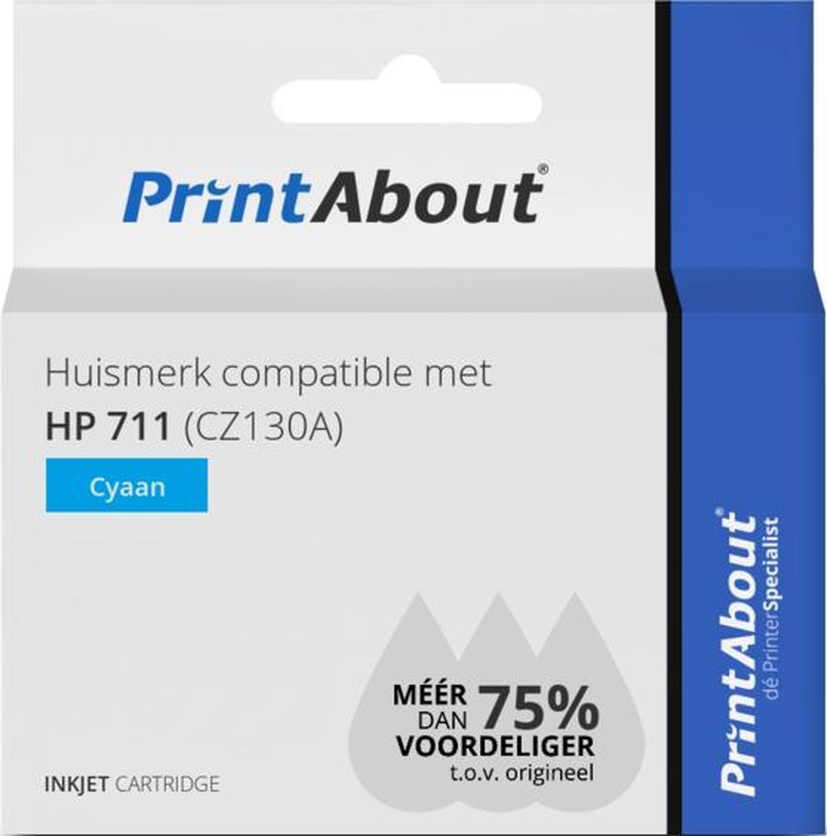 PrintAbout Huismerk compatible met HP 711 (CZ130A) Inktcartridge Cyaan