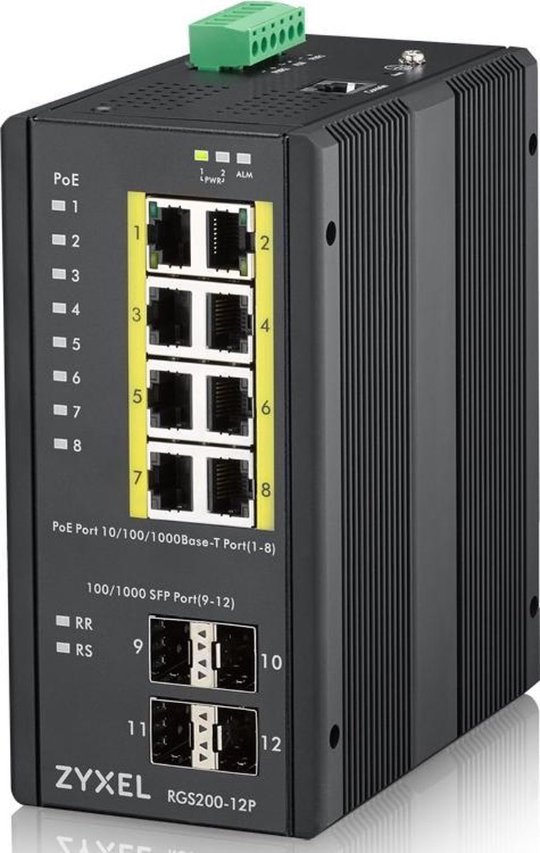 Zyxel RGS200-12P Managed L2 Gigabit Ethernet (10/100/1000) Power over Ethernet (PoE) - Zwart