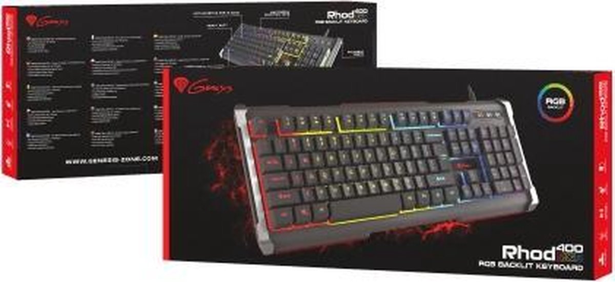 Genesis RHOD 400 RGB toetsenbord USB QWERTY US International - Zwart