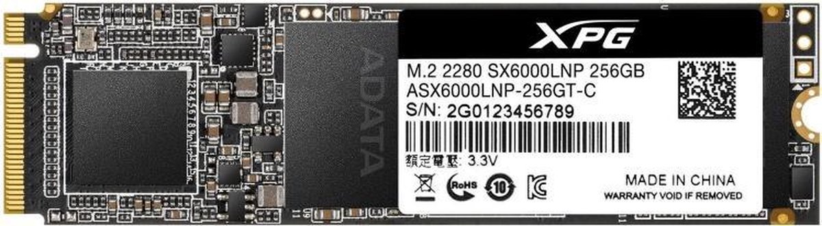 ADATA XPG SX6000 Lite internal solid state drive M.2 256 GB PCI Express 3.0 3D TLC NVMe