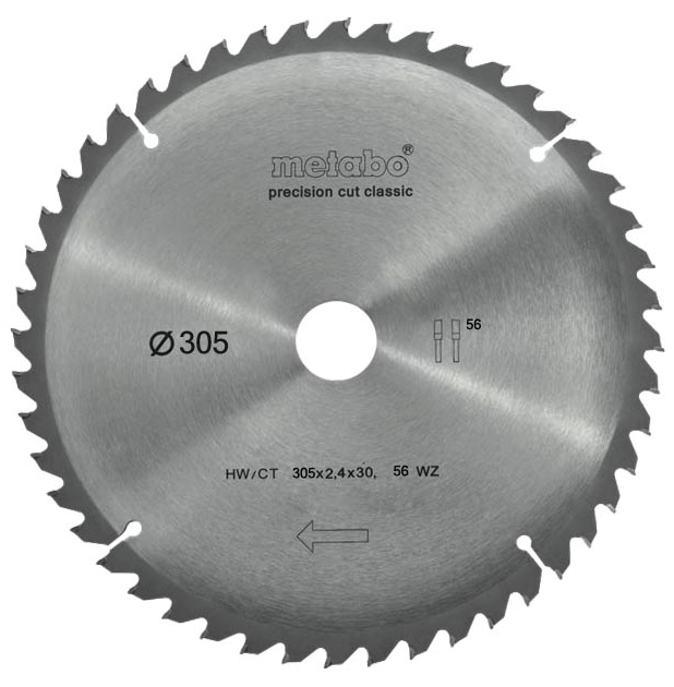 Metabo Precision Cut Zaagblad voor Hout 305x30x2.4mm 56T