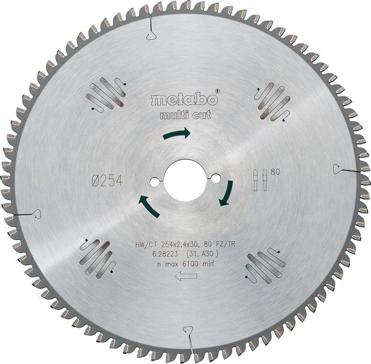 Metabo Zaagblad Multi Cut 254x30x2.4mm 80T