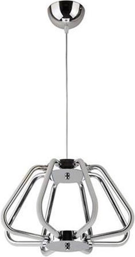 BES LED Led Hanglamp - Phoena - Industrieel - 38w - Natuurlijk 4000k - Ovaal - Glans Chroom Aluminium - Wit