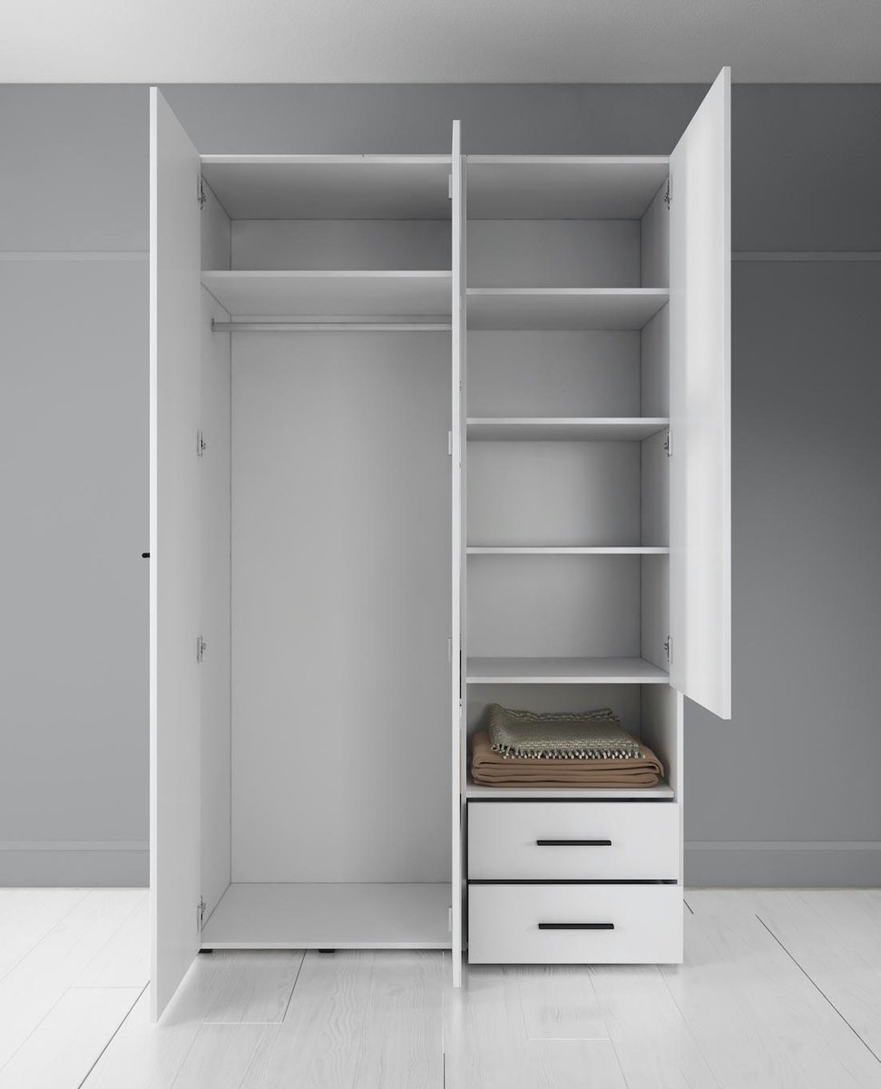 Meubella - Kledingkast Laura 127,5 Cm - Wit