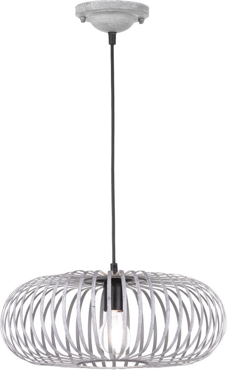 BES LED Led Hanglamp - Hangverlichting - Trion Johy - E27 Fitting - Rond - Antiek - Aluminium - Grijs