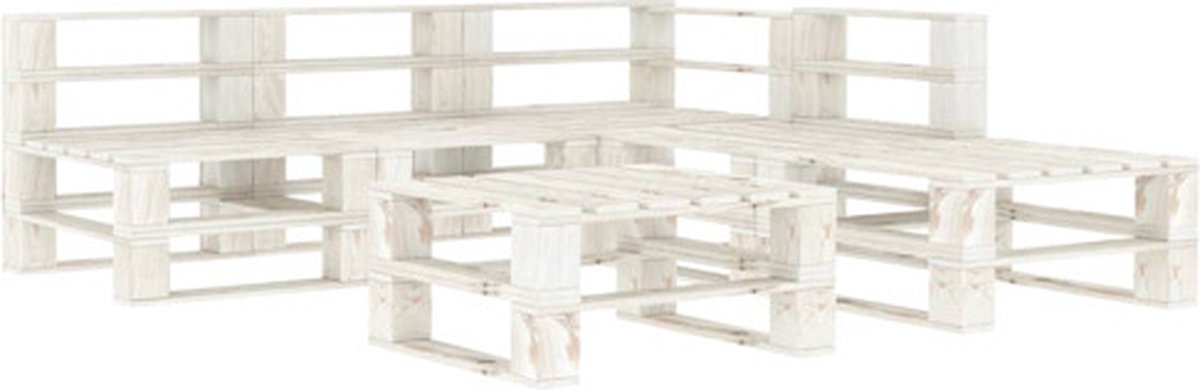 Vidaxl 6-delige Loungeset Pallet Hout - Wit